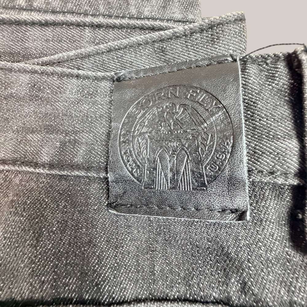 Born Fly Jeans Mens 42x33 Black Discharge Baggy Leg Patches Y2K Streetwear - Picture 11 of 16